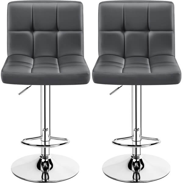 Set of 2 Height Adjustable PU Leather Bar Stools