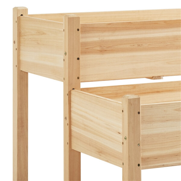 Topeakmart 2-Tier Elevated Planting Box Fir Wood Twin Beds for Garden Yar