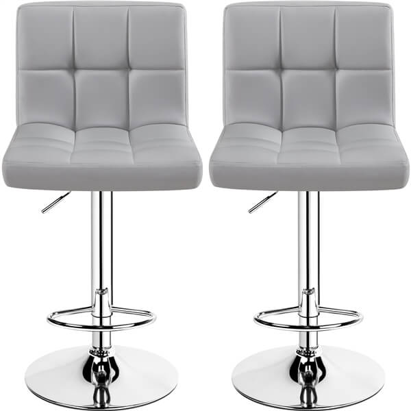 Set of 2 Height Adjustable PU Leather Bar Stools