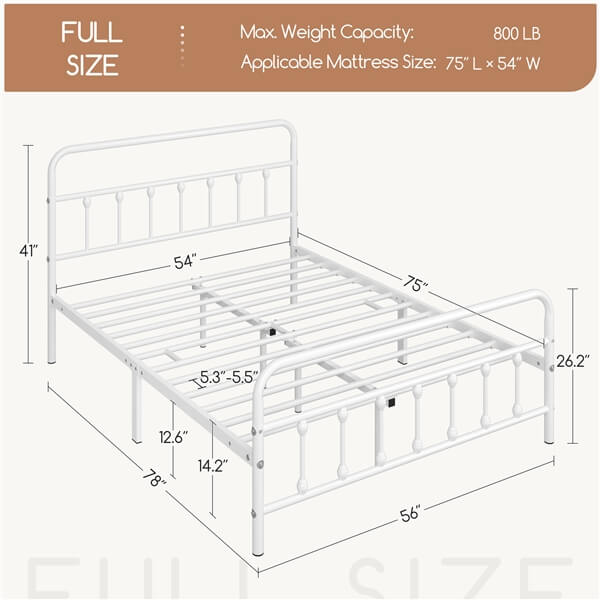Classic Full Size Iron Platform Bed