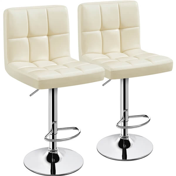 Set of 2 Height Adjustable PU Leather Bar Stools