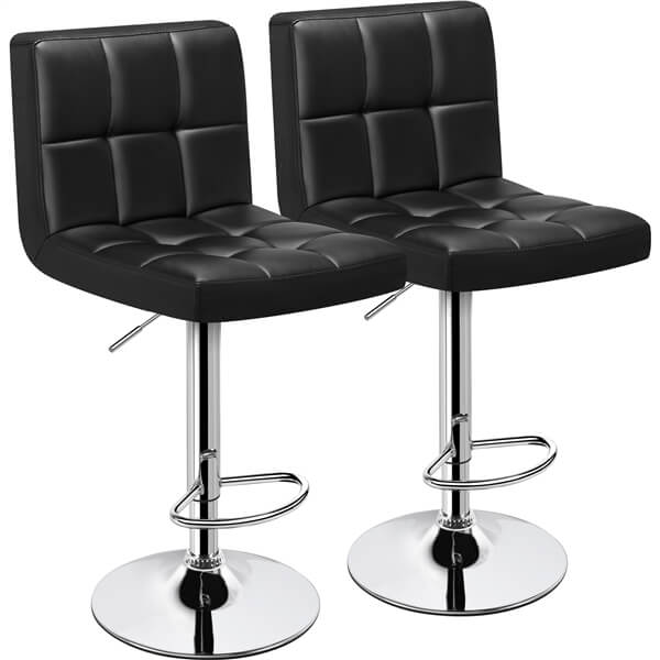 Set of 2 Height Adjustable PU Leather Bar Stools