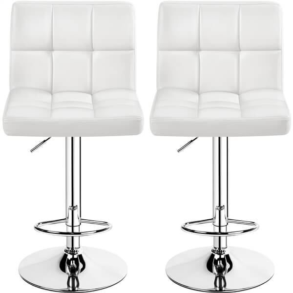 Set of 2 Height Adjustable PU Leather Bar Stools