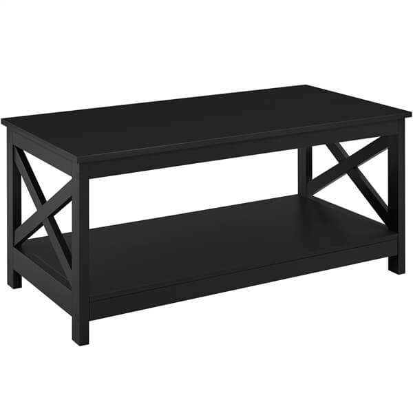 39.5 in 2-Tier Coffee Table with Storage Shelf for Living Room