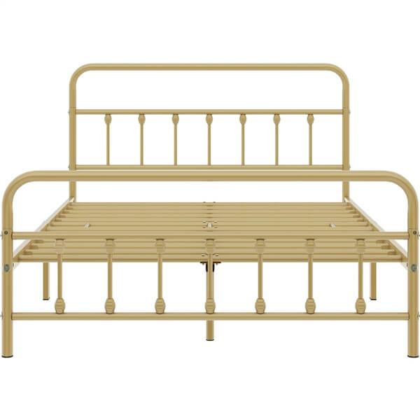 Classic Full Size Iron Platform Bed with High Headboard and Footboard