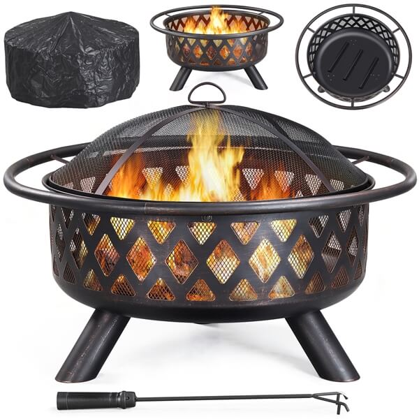 Topeakmart Fire Pit 36in Outdoor Wood