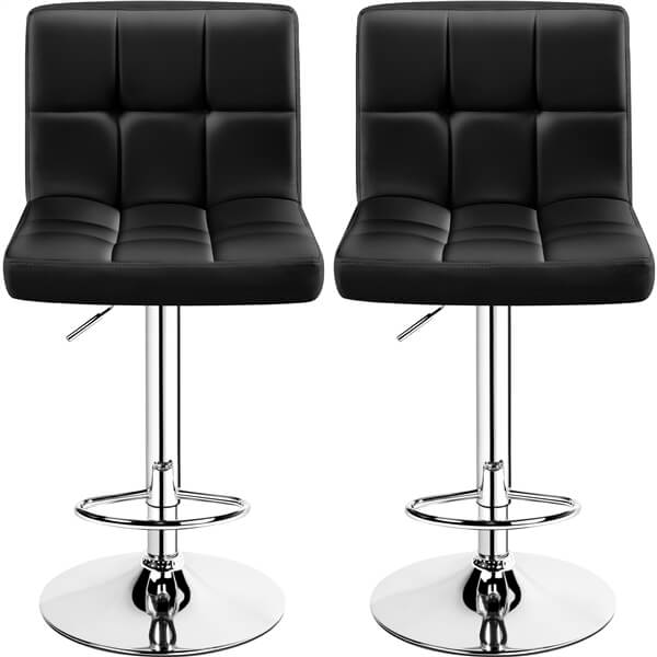 Set of 2 Height Adjustable PU Leather Bar Stools