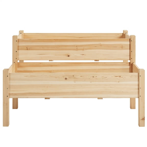 Topeakmart 2-Tier Elevated Planting Box Fir Wood Twin Beds for Garden Yar