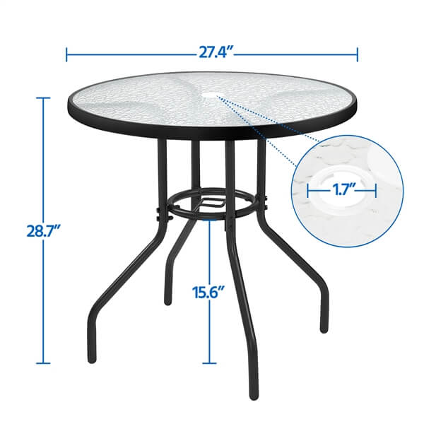 Topeakmart 27.5'' Patio Bistro Table Round Outdoor Coffee Table