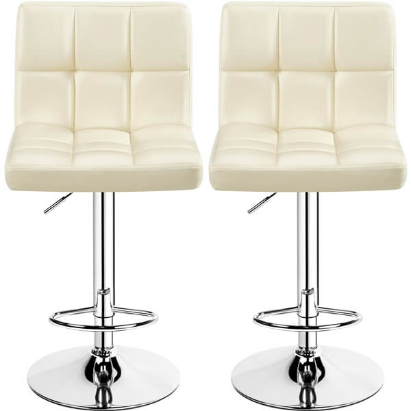 Set of 2 Height Adjustable PU Leather Bar Stools