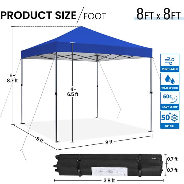Topeakmart 8x8 Pop Up Canopy Easy Set-up Tent