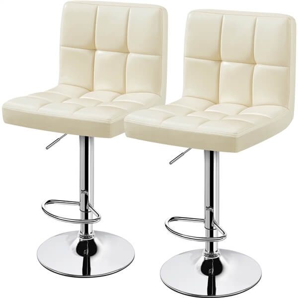 Set of 2 Height Adjustable PU Leather Bar Stools
