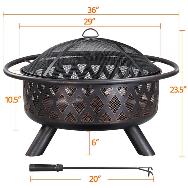 Topeakmart Fire Pit 36in Outdoor Wood