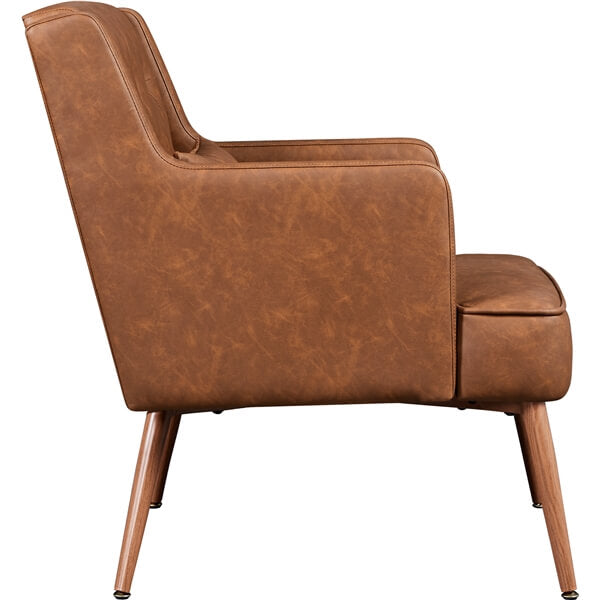 Button-Tufted PU Leather Accent Armchair Reading Chair