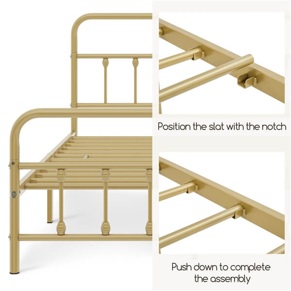 Classic Full Size Iron Platform Bed with High Headboard and Footboard