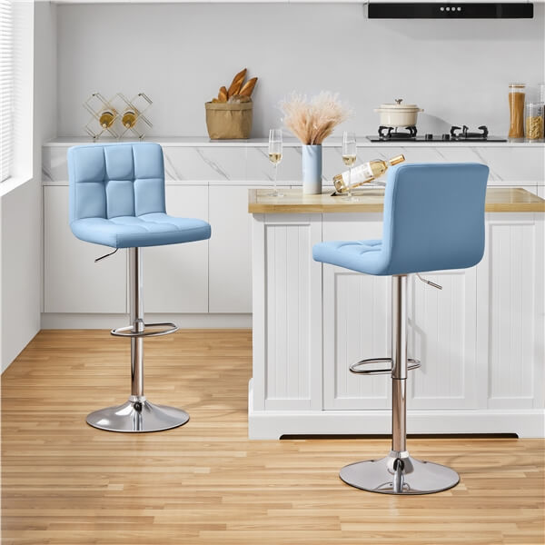 Set of 2 Height Adjustable PU Leather Bar Stools