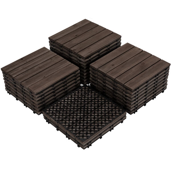 Topeakmart Pack of 27 Wood Flooring Tiles Interlocking Wood Tiles