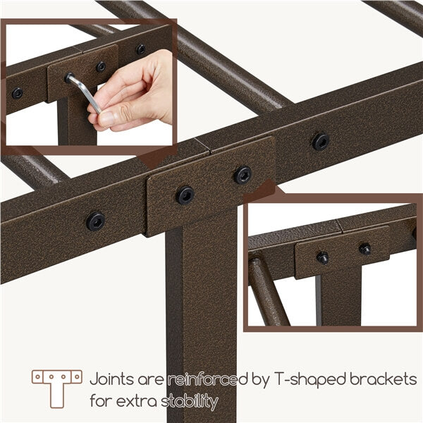 Classic Full Size Iron Platform Bed with High Headboard and Footboard
