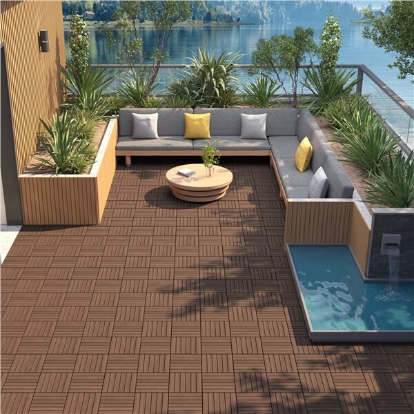 Pack of 27 Acacia Wood Flooring Tiles