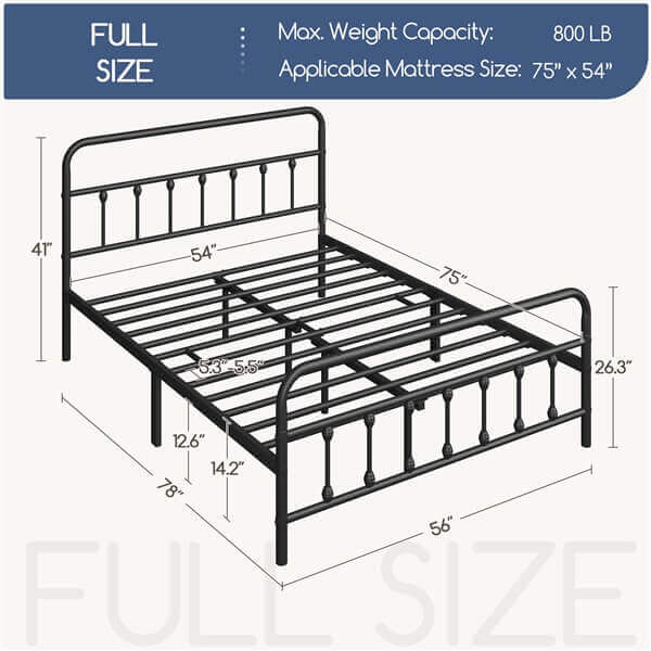 Classic Full Size Iron Platform Bed