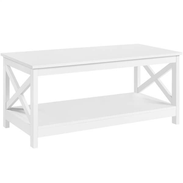 39.5 in 2-Tier Coffee Table with Storage Shelf for Living Room
