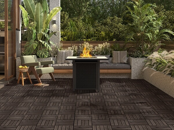 Topeakmart Pack of 27 Wood Flooring Tiles Interlocking Wood Tiles