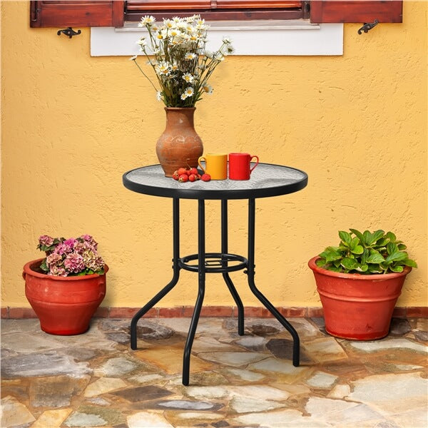 Topeakmart 27.5'' Patio Bistro Table Round Outdoor Coffee Table