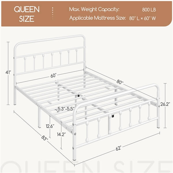 Classic Full Size Iron Platform Bed