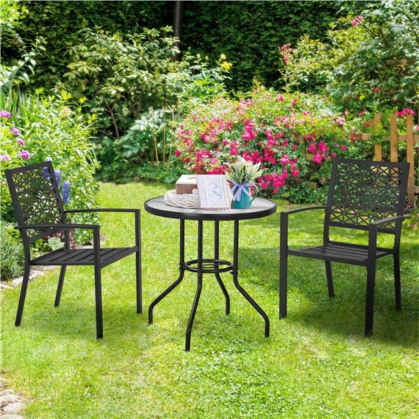 Topeakmart 27.5'' Patio Bistro Table Round Outdoor Coffee Table