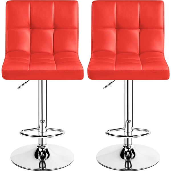 Set of 2 Height Adjustable PU Leather Bar Stools