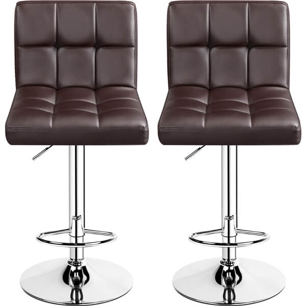 Set of 2 Height Adjustable PU Leather Bar Stools