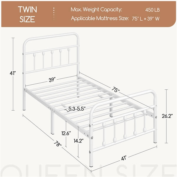 Classic Full Size Iron Platform Bed