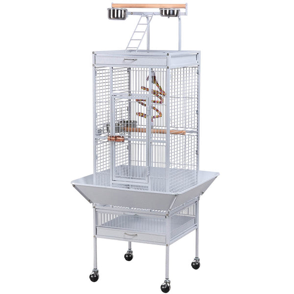 61.5-inch Parrot Cage with Playtop White