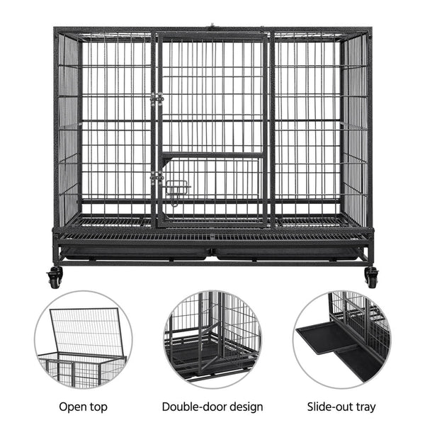 43-inch Rolling Dog Crate